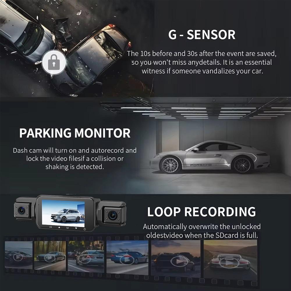 Cámara de salpicadero para coches 4 canales Caja negra WiFi Cámara de conducción FHD 1080P Visión nocturna Grabación en bucle Accesorios para coche