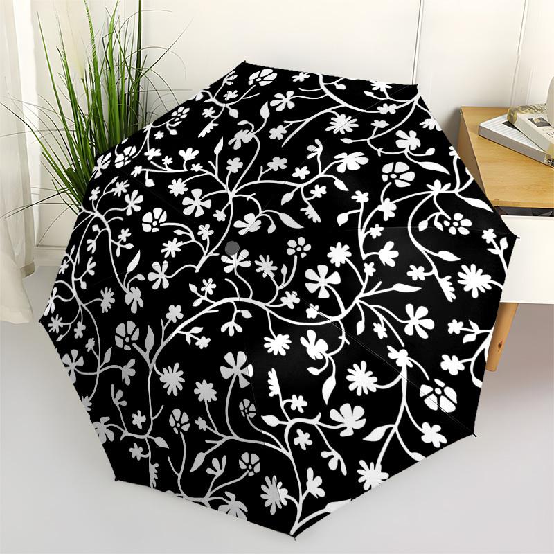 1pc Floral Mandala Pattern Umbrella with Plastic Handle,Compact & Stylish,Suitable for All Seasons YS331072