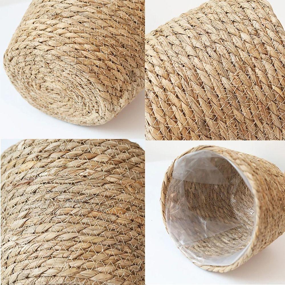 1Pcs Rattan Straw Grass Woven Flowerpot Planter Basket Woven Plant Flower Basket Flower Pot Basket