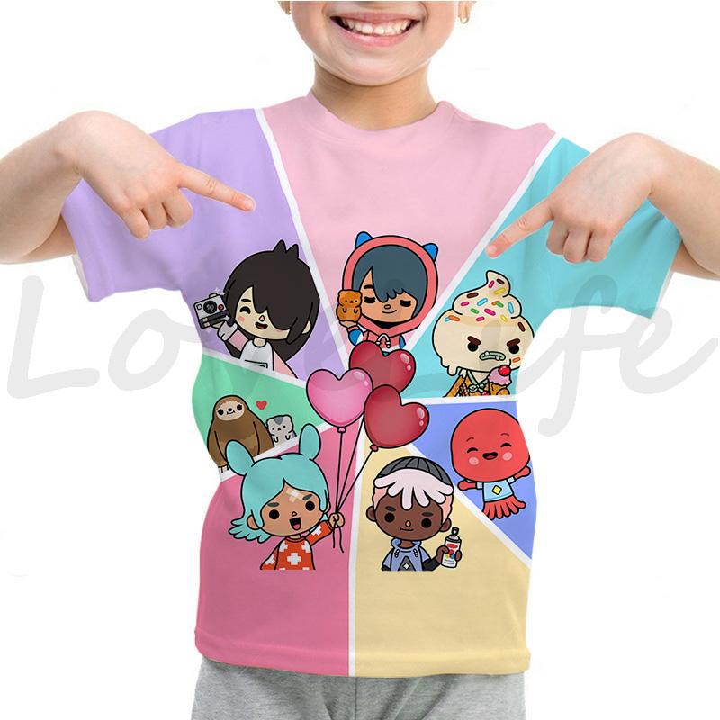 Toca Life World T Shirt Girls Boys Summer Casual Short Sleeve Tshirt Kids Cartoon Toca Boca T-shirt Camisetas Children Clothes
