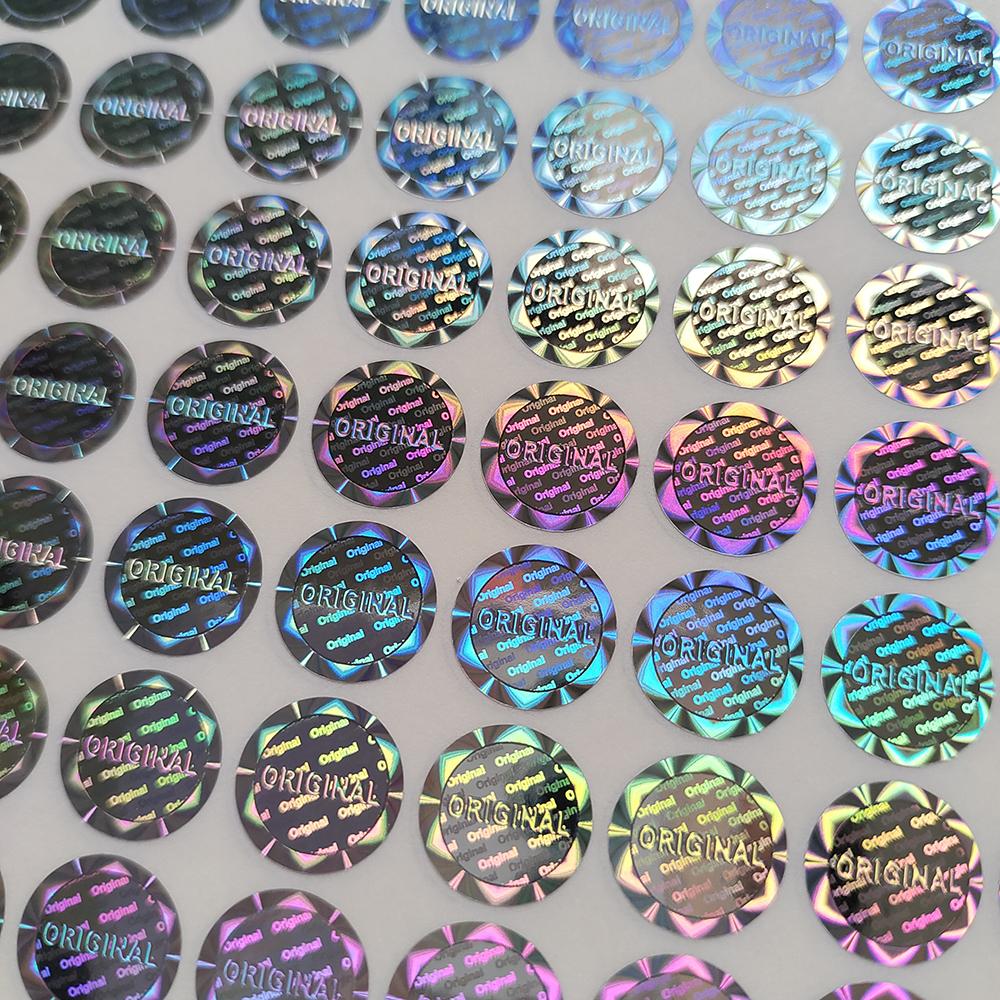 100pcs 12mm ORIGINAL Hologram Security Seal Silver Tamper Evident Label Warranty Void Sticker Removal Proof Prevent Imitation