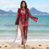 Russian Mesh Sun Protection Long-Sleeve One-Piece Swimsuit Cover-Up for Women