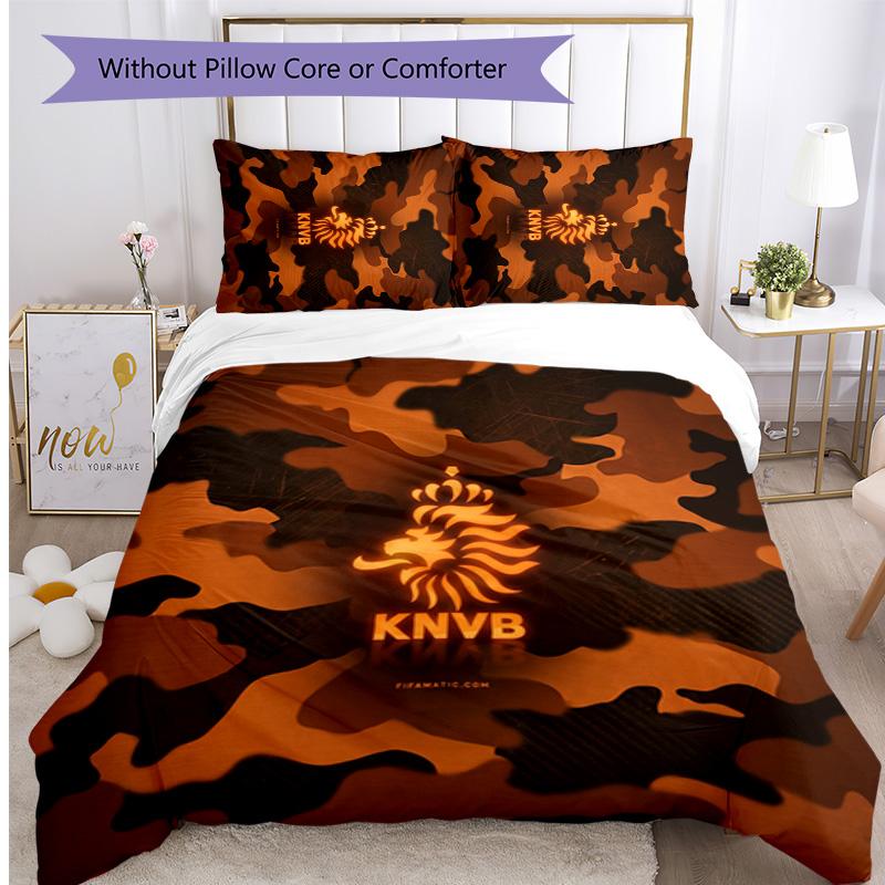 Netherlands Football Printed Bedding 3 Piece Set Cozy Breathable Bed Cover Set as Housewarming Holiday Gift
