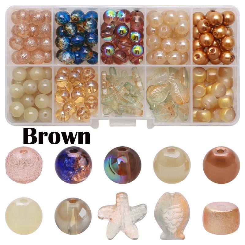 10 Grids/Box Kristall Glas Perlen Schmuck Herstellung Kits Naturstein Seestern Fisch Handwerk Für DIY Armband Halskette
