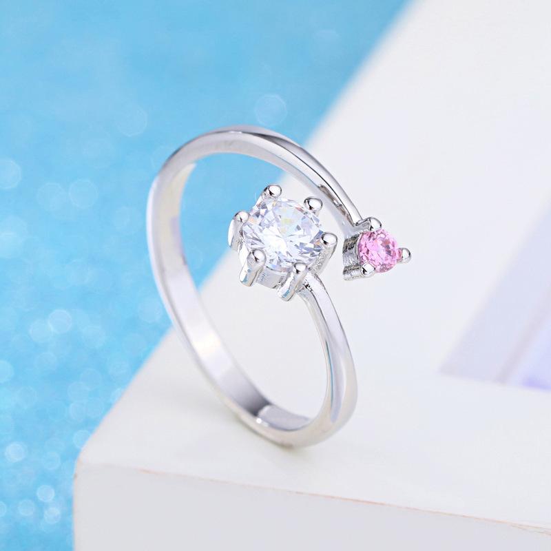 2pcs 925 Sterling Silver Couple Rings Zircom For Women Man Exquisite Student Girlfriend Jewelry Accessories Wedding