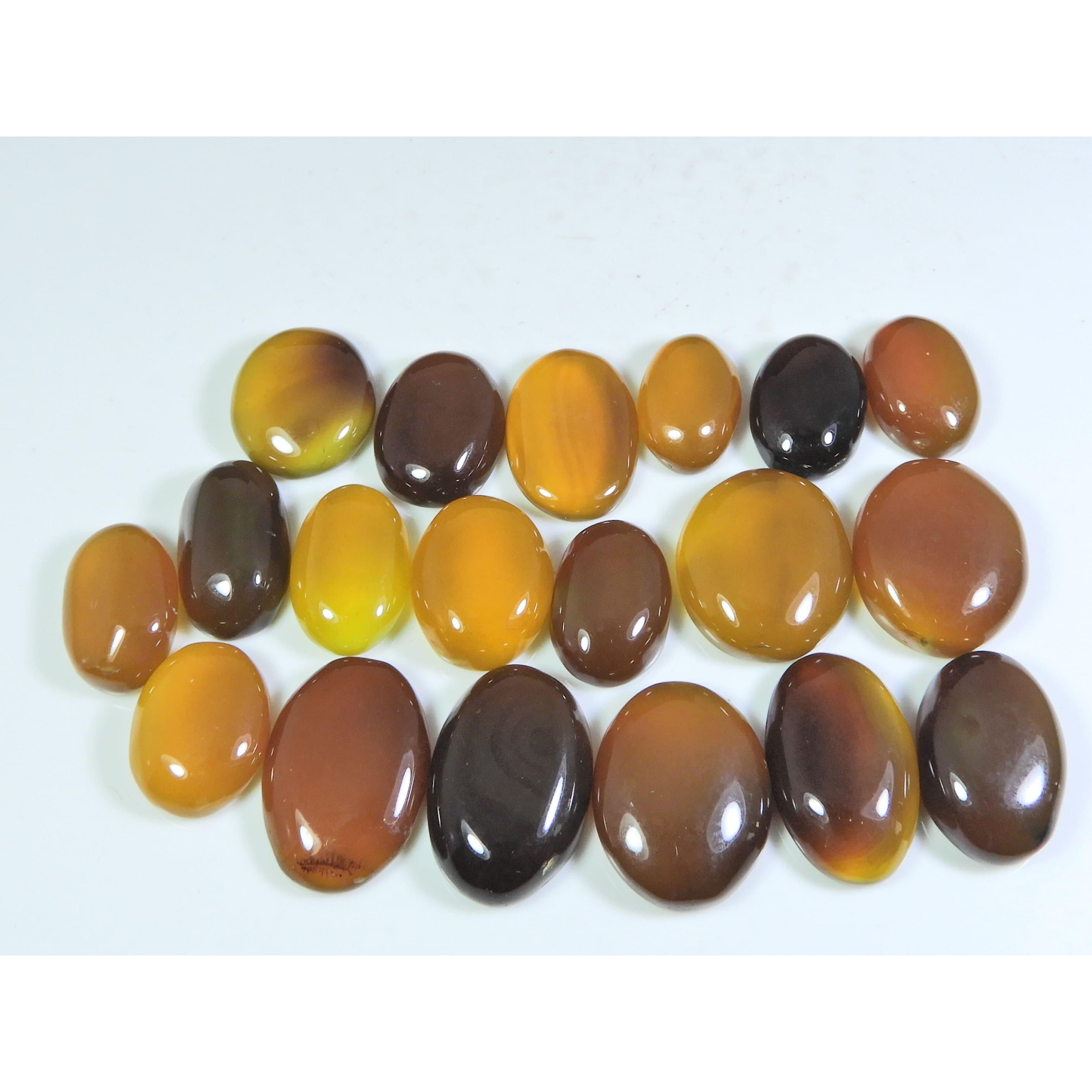 

257Cts. Natural Onyx Agate Ring Size Oval Cabochon Loose Gemstone 19Pcs Lot A-645
