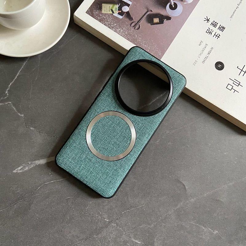 

Для Xiaomi Mi 15 Ultra чехол Роскошный PU ткань Магнитный беспроводной зарядный чехол-накладка для Xiaomi Mi 15 14T Pro 14Ultra shell For Mi 14 Ultra зелёный