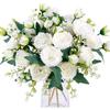 Floweroyal 4 Bunches Peony Artificial Flowers White Flowers Silk Peonies Bouquets for Wedding Party Table Centerpieces Floral Arrangement Home