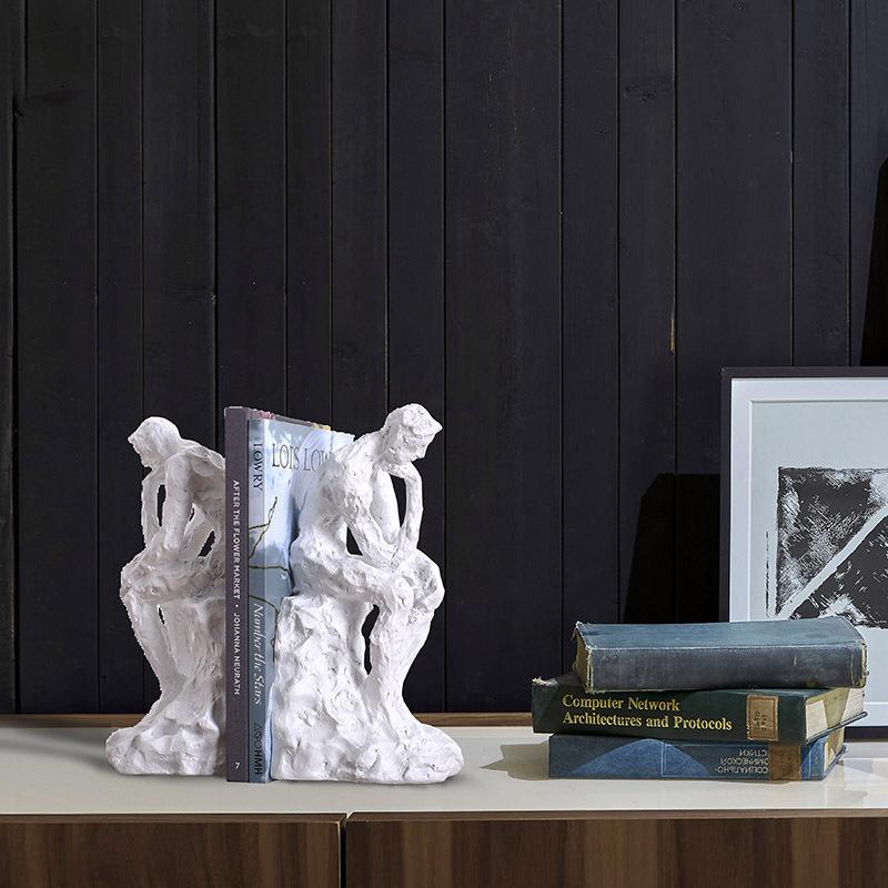Elegante Moderno Minimalista Scultore Pensatore Fermalibri Scultura Decorazione Scrivania, Supporto per Libri Arte Astratta per Casa Ufficio, Regalo Creativo