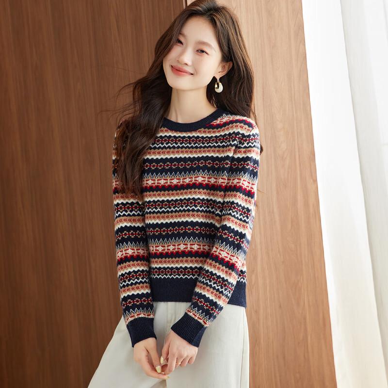 

Женский короткий жаккардовый свитер из чистой шерсти Srcr L