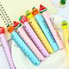 6/12Pcs Cartoon Fruit Gel Ruler 0.5MM Quick Drying Assorted Smooth Writing Pen with Multi-functional Writing Pen