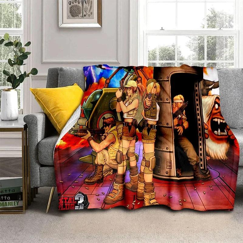 Retro Game Metal Slug Gamer Cartoon Blanket,Soft Throw Blanket for Home Bedroom Bed Sofa Picnic Travel Office Cover Blanket Kids