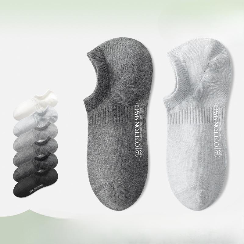 Men's Summer Thin Leisure Pure Cotton Deodorant Sweat Absorption Antibacterial Boat Socks