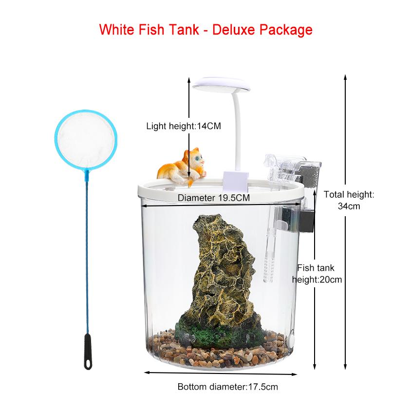 Kompakter runder Goldfischnapf - Sauerstoffreiches fließendes Wasser Öko-Kreislauf-Aquarium für Büro & Zuhause Schreibtisch (Langlebig, Wartungsarm)