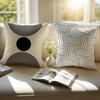 Reduced geometry Cushion Cover Pillowcase Antidustmite Invisible Zipper Short Plush Sofa Cushion