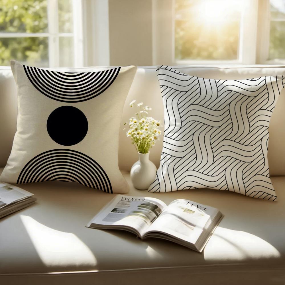 Reduced geometry Cushion Cover Pillowcase Antidustmite Invisible Zipper Short Plush Sofa Cushion