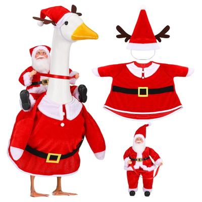 Christmas Mrs Claus Goose Outfits for 23 Inch Cement or Plastic Porch Goose Holiday Goose Red Velvet Dress with Hat for Outdoor Yard Lawn Decor