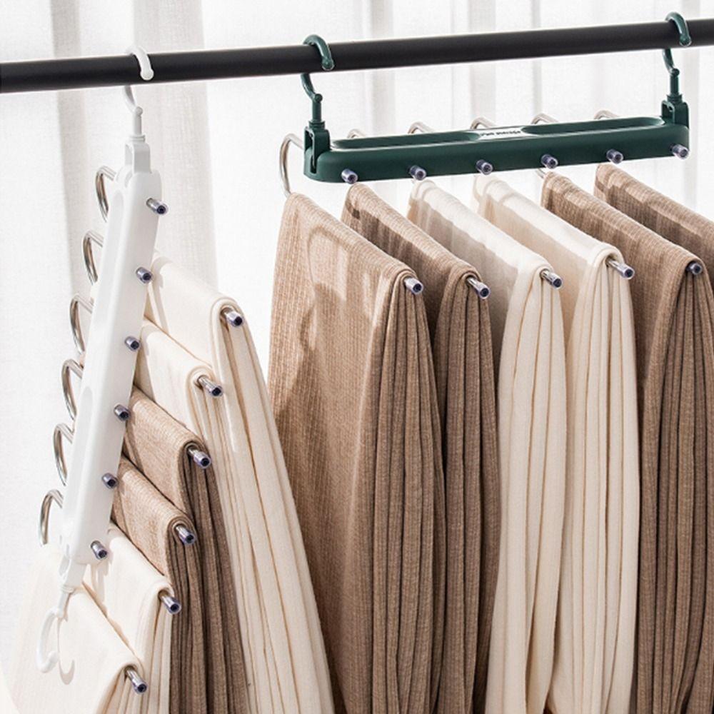 Вращающиеся Складные Вешалки для Брюк Многослойный Органайзер для Гардероба Сушилка для Одежды Хранение в Шкафу зелёный