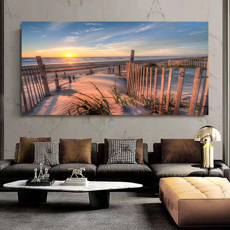 Beach Landscape Canvas Painting Indoor Decorations Wood Bridge Wall Art Pictures For Living Room Home Decor Sea Sunset Prints