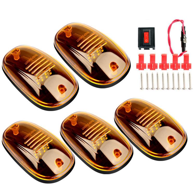 5Pcs Marker Lamp Amber LED Cab Roof Top Running Lights For Ford F150 Dodge Beast Dodge Toyota Cab Marker Roof 12LED Light 5 pcs yellow lights