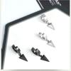 1 Pair Black Stainless Steel Punk Hip Hop Hanging Hoop Earrings with Triangle Design Dangle for Unisex Gothic Streetwear Jewelry