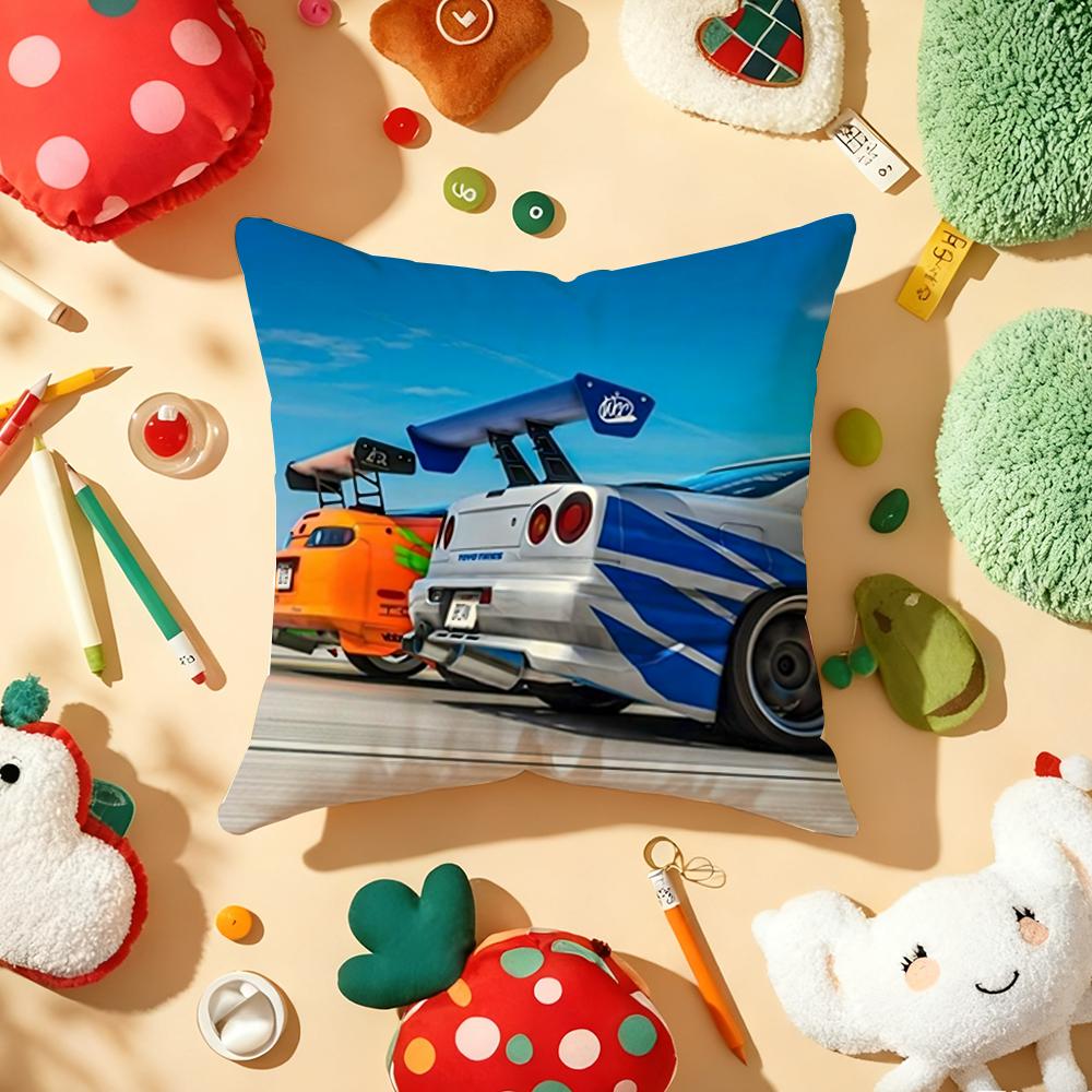 F-Fast And F-Furious R-R34 Cushion Cover Plush Fabric Soft Double-Sided Printed Sofa Warm Winter Home Gift Pillow Cover