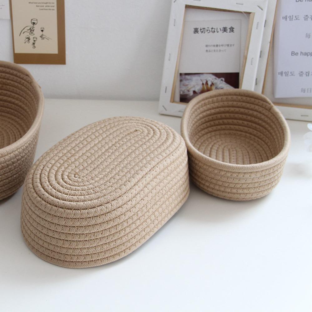Kvinner Håndvevd Gave Skrivebord Diverse Oppbevaringskurv Nordisk Bomullstau Kosmetikkoppbevaring