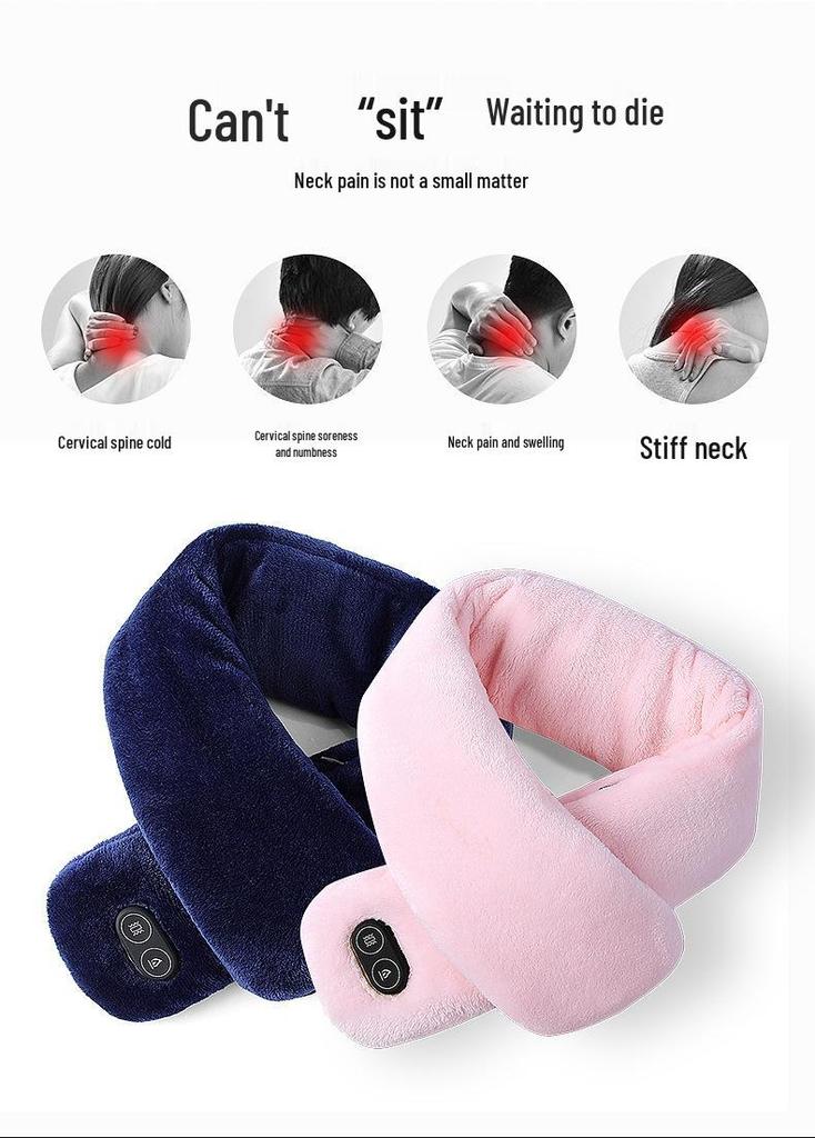 Unisex Smart USB Heated Scarf with Neck Protection, Vibration, Hot Compress & Massage