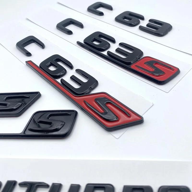 Glossy Black Letters Numbers Emblem C63 C63s V8Biturbo for Mercedes-Benz AMG Car Fender Trunk Rear C205 S205 W205 Logo Sticker