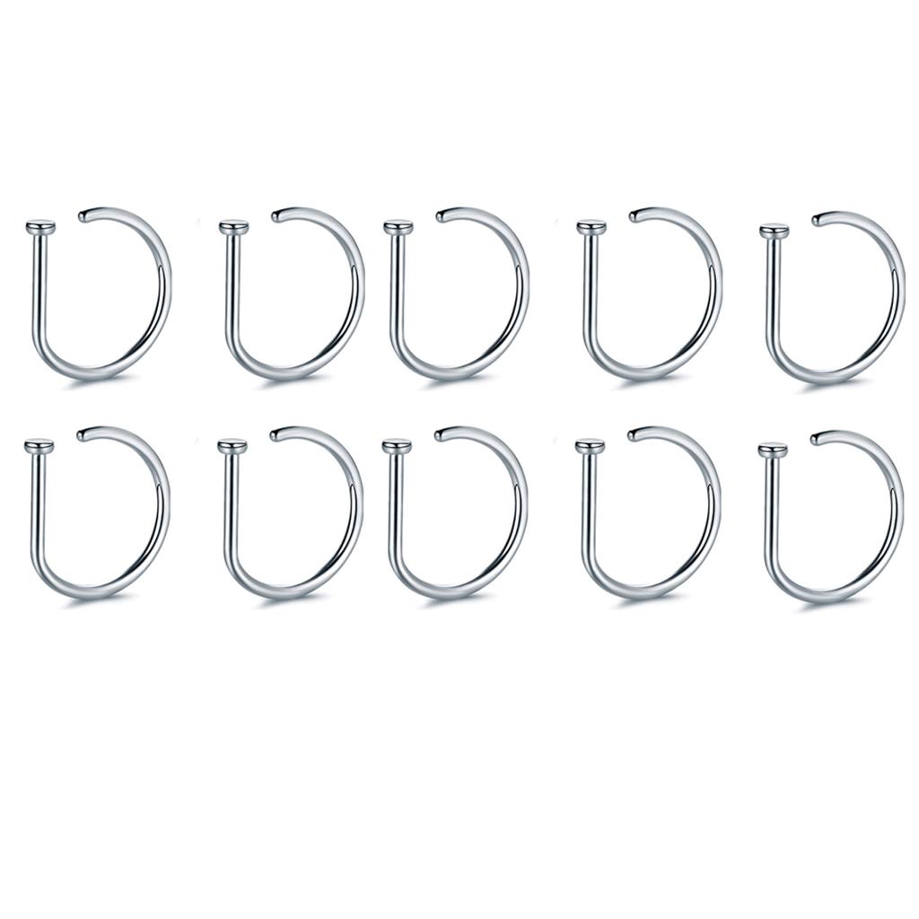 Fake Nose Ring Hoop Lip Labret Ring for Women Non Pierce Hoop Nose Ring Septum Hoop Ring Tragus Rook Ring Non Piercing Jewelry