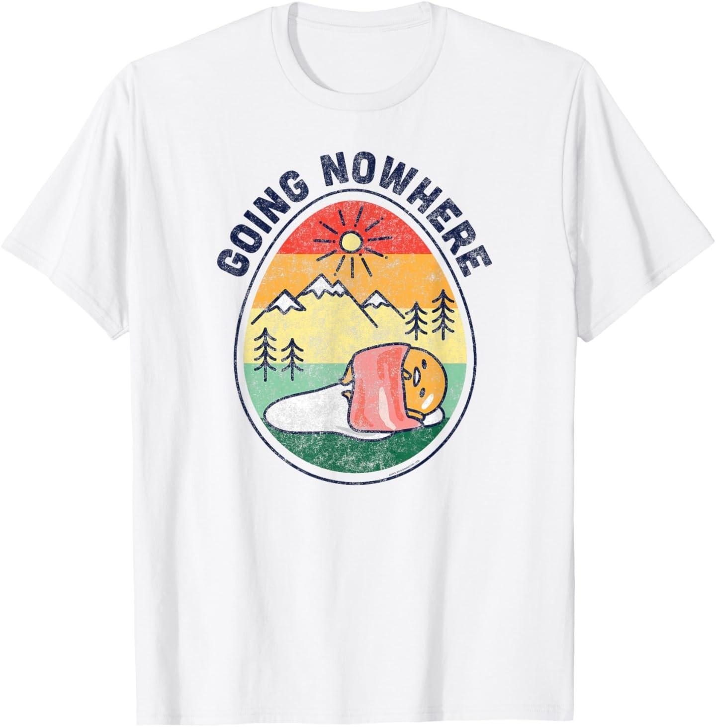Gudetama the Lazy Egg Camping Going Nowhere T-Shirt Mens Womens Tees Top 3XL