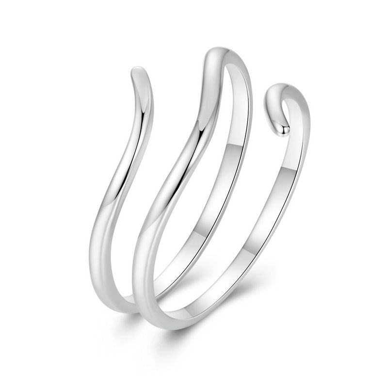 WOSTU Adjustable Rings Real 925 Silver Stackable Engagement Zircon Open Size Rings For Women Female Original Jewelry