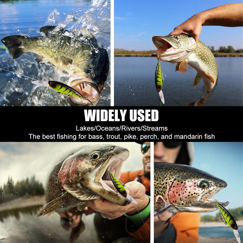 Kit de iscas de pesca de 20 peças, conjunto de iscas de pesca de plástico com ganchos para peixes de água doce e salgada