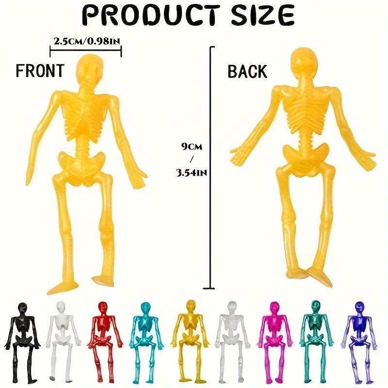 10/50pcs Stretchy Skeleton Sticky Toys Assorted Color Stretchy Skull Squishy Toy Set For Party Favor Happy Halloween Small Gift