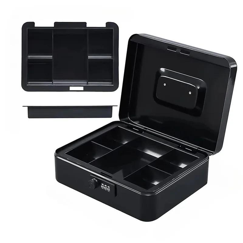Secure Cash Storage Box/Heavy-Duty Steel Cash Safe with Combination Lock - Fire-Resistant Money Storage Box &Valuables Organizer