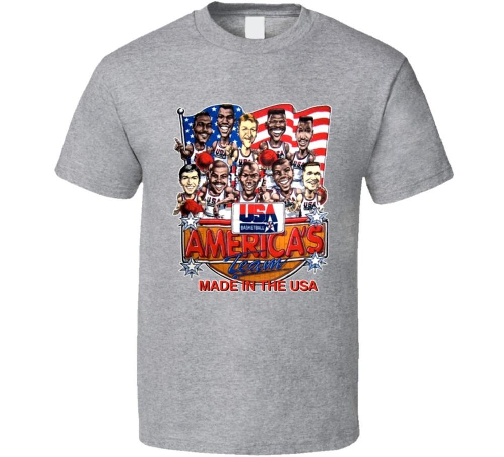 Баскетбол США 1992 года Команда Мечты Карикатура Футболка  - Серая Унисекс Футболка M