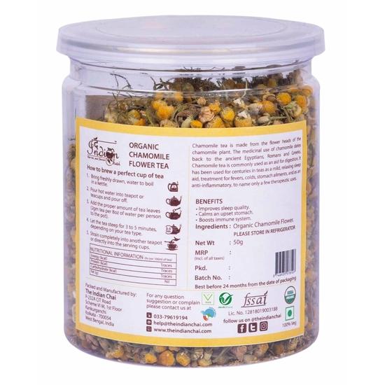 The Indian Chai Bio-Kamillentee – 50 Gramm | Hilft beim Einschlafen, Kräutertee | Natürlicher Kamillenblütentee