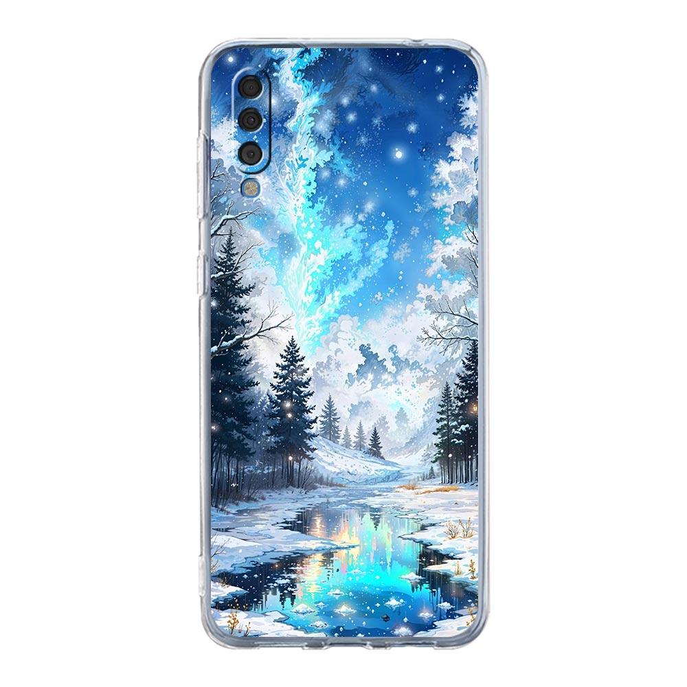 Case For Samsung A56 A36 A26 A16 A14 A12 A22 A32 5G A34 A42 A52 A54 A50 A70 A40 A20S A04S A06 Cover Landscape Winter Light Snow