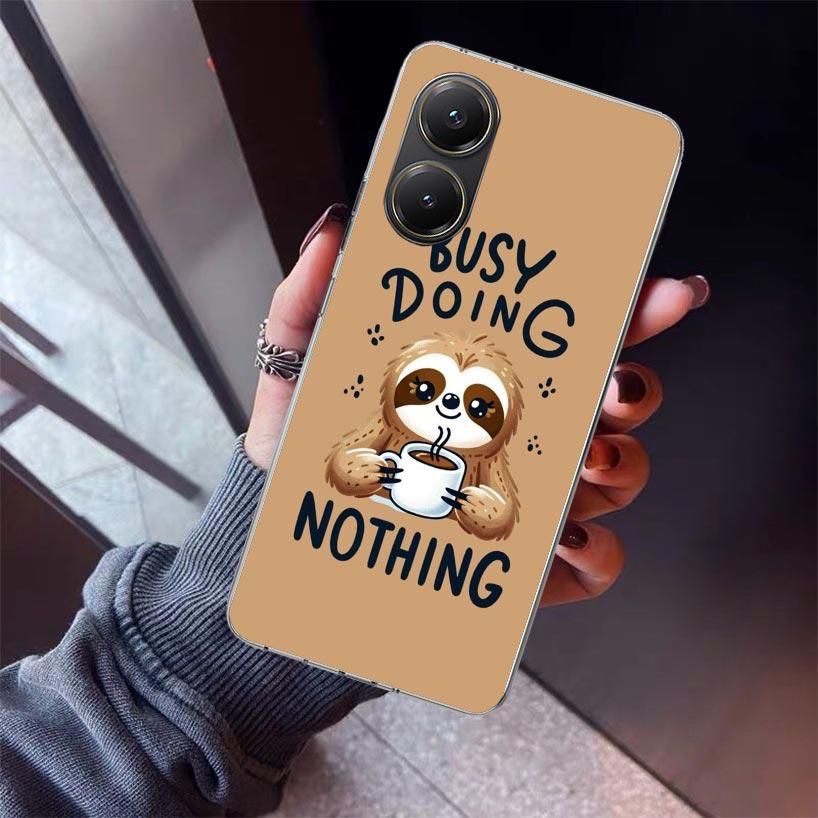 

Animal Cute Cartoon Sloth Coffee Phone Case For Xiaomi Poco X7 X6 X5 Pro F7 Ultra Redmi 15C 15 13 13C 12 12C 10 10A 10C 9 9A 9C Redmi 9C