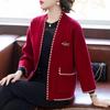 Elegant V-Neck Knitted Cardigan for Middle-Aged Women