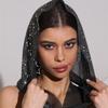 Shiny Rhinestone Rhinestone Mesh Hood Gothic Style Sheer Mesh Gothic Hat Breathable Adjustable Fishnet Cap