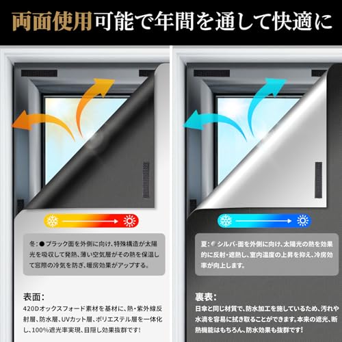 Tobishi Ultra Blackout Sheet, Fenstertuch, Fenster Blackout Sheet, Fenster Isolierfolie, Fensterglas Sichtschutzfolie, 420D Oxford-Gewebe, Sonnenschutz Sh