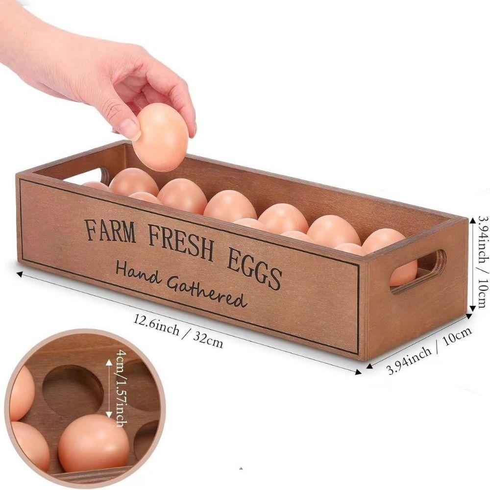 Open-Top Lid Egg Storage Box Rustic Egg Display Crates Durable Wood Egg Case  Farmhouse Use