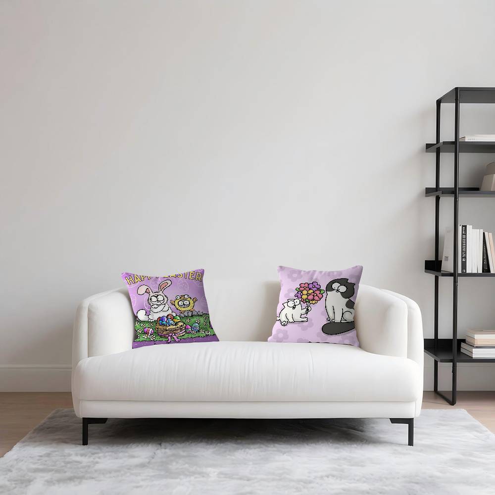 S-Simons Cartoon C-Cat Cushion Cover Inches Farmhouse Decor Home Throw Pillow Covers For Couch Decorations