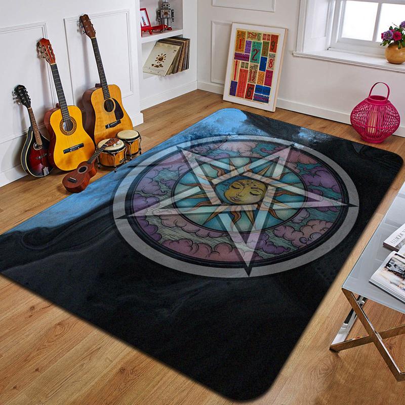 P-Pentagram Printed Carpet Fashion Yoga Mat Non-Slip Carpet Bedroom Decoration Outdoor Carpet Bedroom Birthday Gift