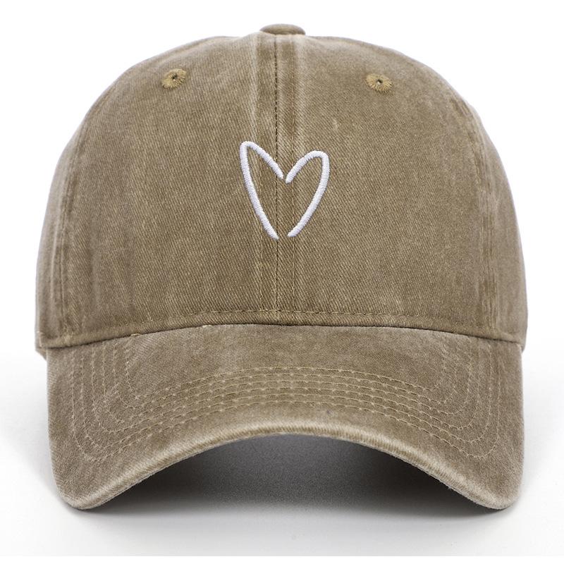 Retro Embroidered Heart Duckbill Cap - Unisex Summer/Autumn One Size