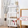 White 4-Tier Multifunction Kitchen Trolley Rack Wide Slim Space Saver Bathroom Kitchen Storage Shelf with Wheels PP And Steel