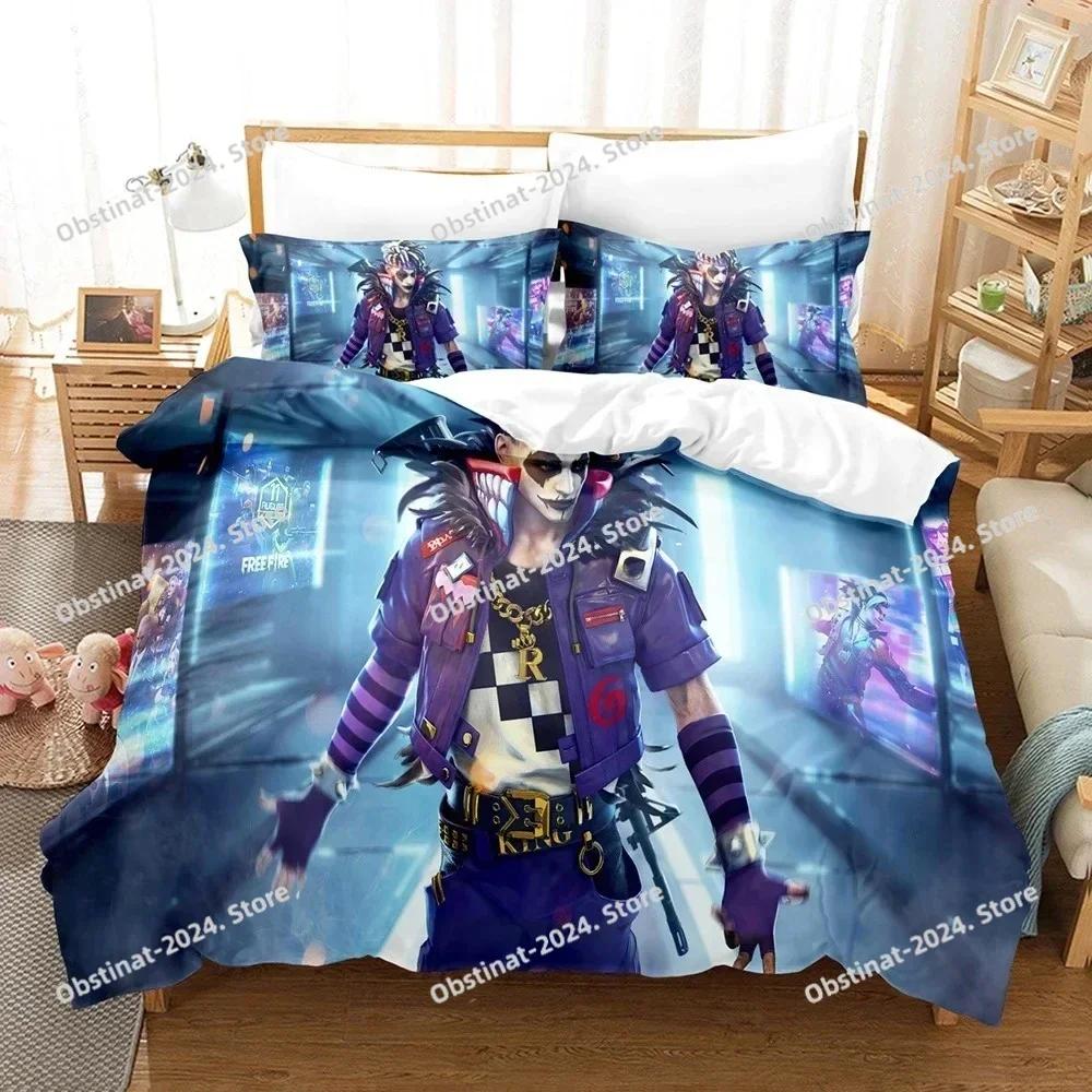Free Fire Game Battlegrounds Bedding Set Printed single Comforter Quilt Bed Duvet Cover Pillow Case 3 Pieces Set Kids Adult Size