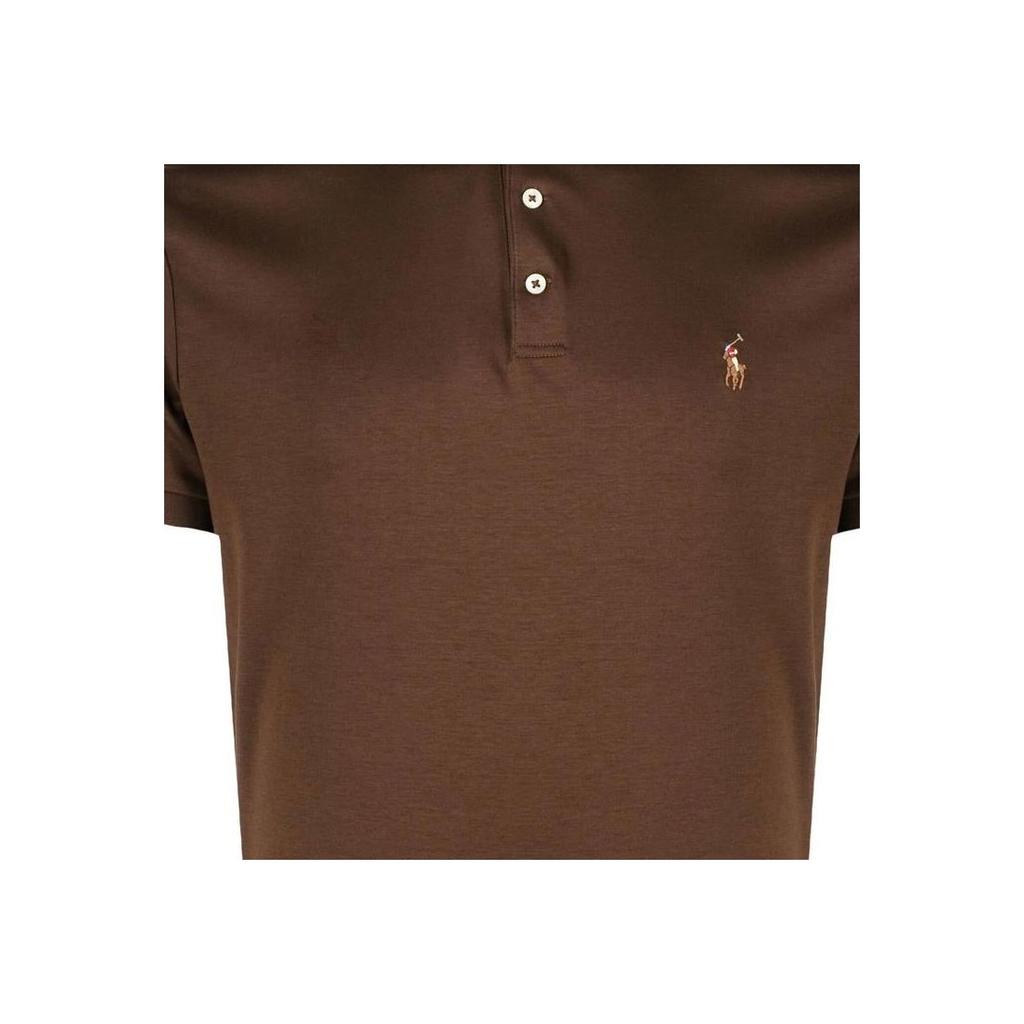 Polo Ralph Lauren Polo Pony Solid Straight Fit Logo Embroidered Short Sleeve Polo Shirt Men tops Brown 710652578-140