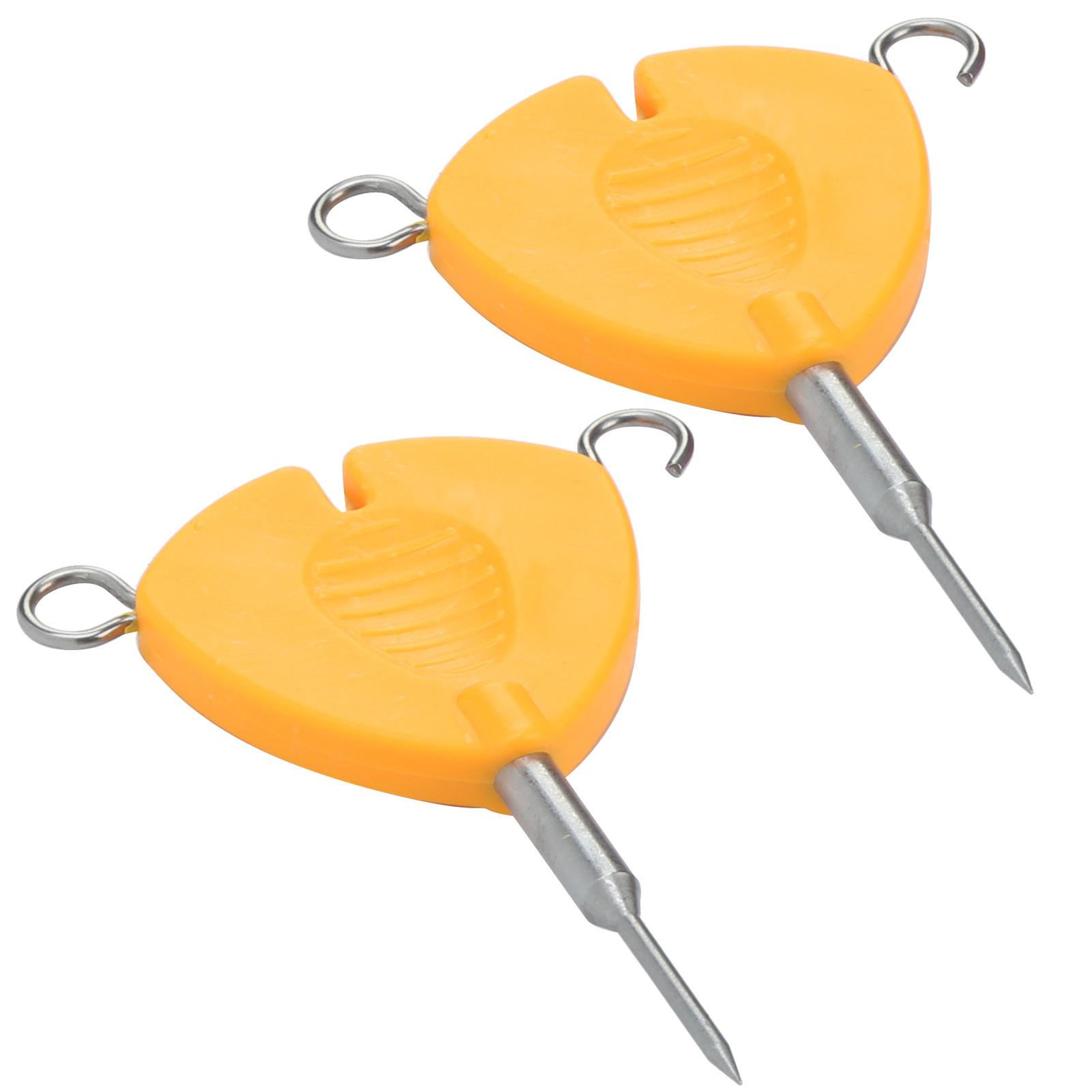 2Pcs Portable Fishing Bait Needle Hook Knot Puller Fishing Baiting Rigs Tool Orange